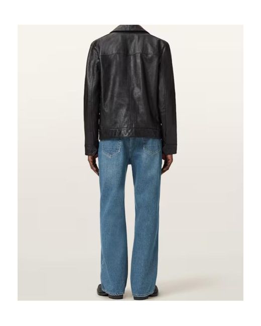 AllSaints Blue Lenny Loose Fit Wide Leg Denim Jeans for men