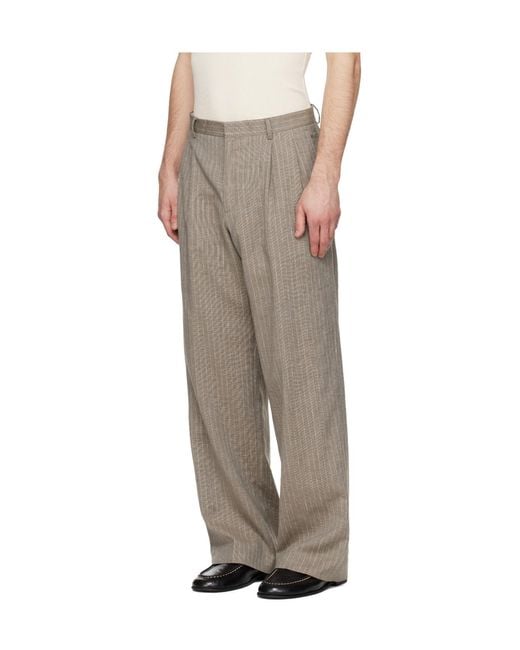 sunflower Gray Wide-Pleated Striped Casual Pants for men