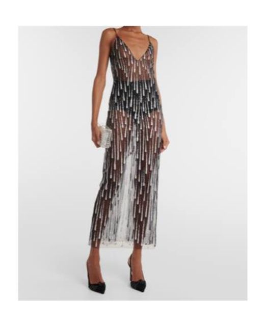 Rodarte Gray Embellished Semi-Sheer Maxi Dress