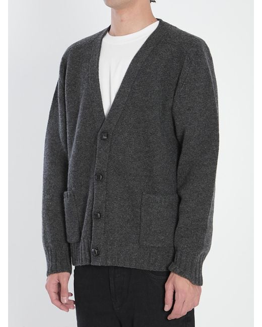 Bottega Veneta Gray V-Neck Knitted Cardigan for men