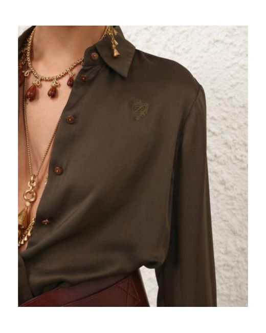 Zimmermann Green Hypnotic Satin Shirt