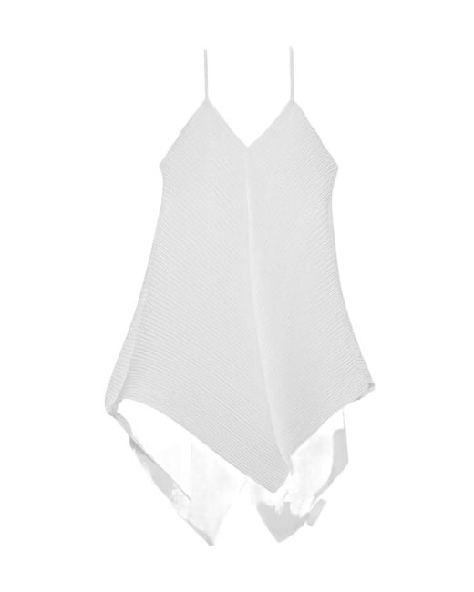J.W. Anderson White Pleated Handkerchief-Hem Blouse