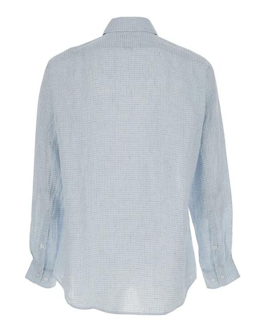 ERL Blue Relaxed Check Linen Shirt for men