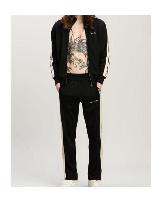 Palm Angels Black Classic Logo-Print Track Bomber Jacket for men