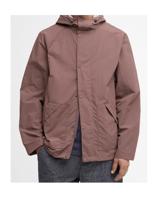 Barbour Brown Zippered Hooded Raincoat for men