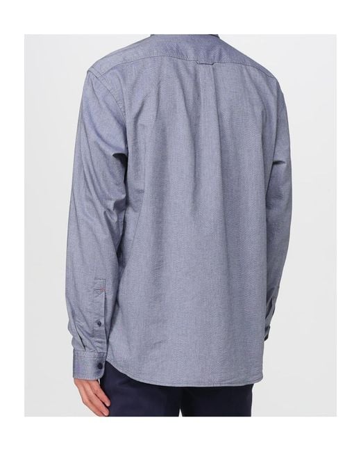 Boss Blue Button-Down Cotton Shirt for men