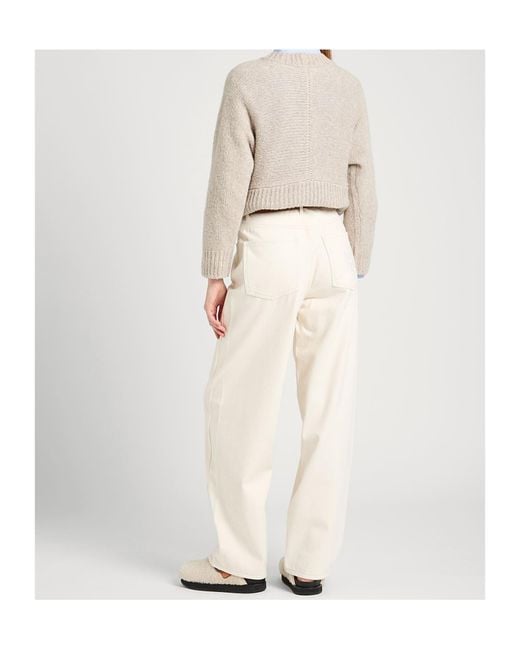 MAX&Co. White Loose-Fitting High-Waisted Jeans