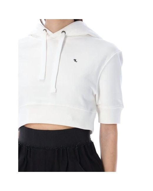 Raf Simons White Drawstring Cropped Hoodie