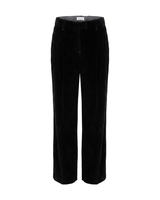 Brunello Cucinelli Black Pleated Corduroy Trousers
