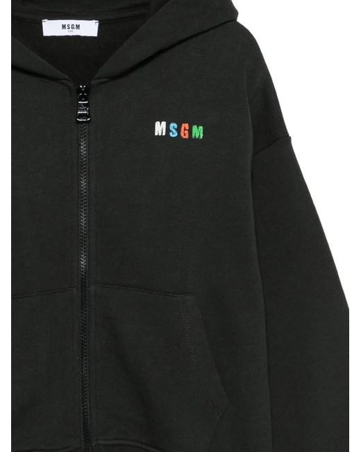 MSGM Black Zip-Up Hoodie