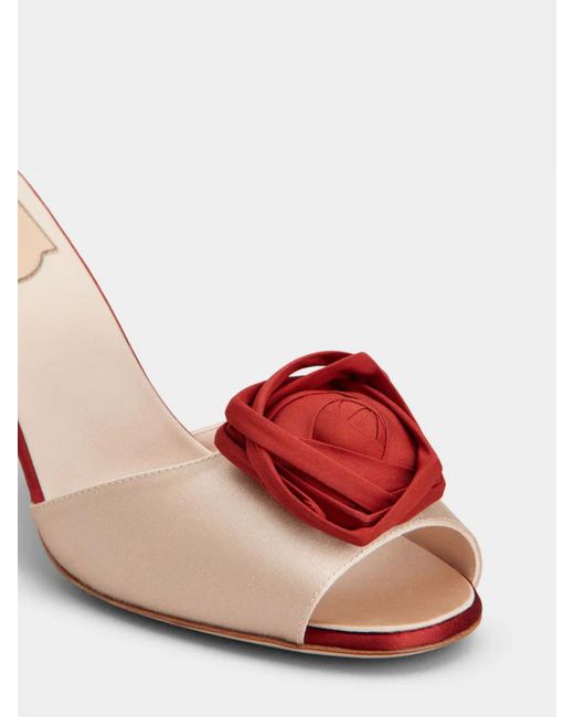 Roger Vivier Pink Floral Satin Heeled Mules