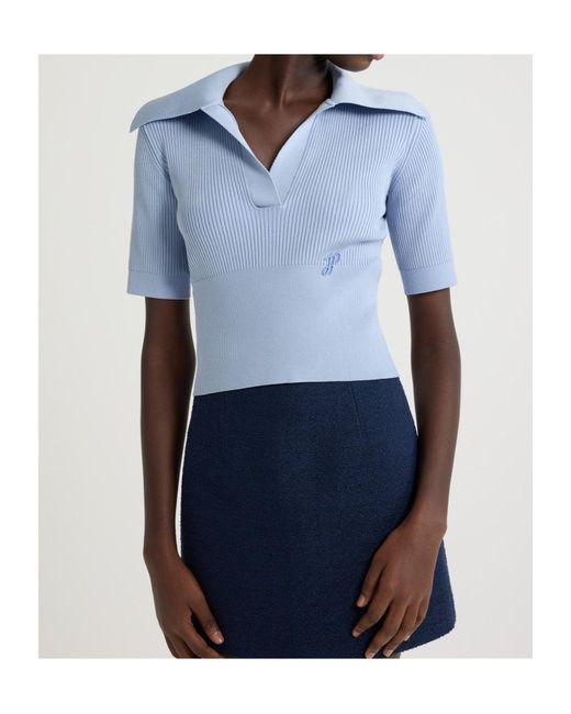 Patou Blue Knitted Polo Shirt