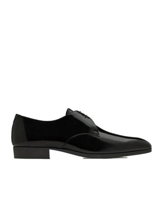Saint Laurent Black Wyatt Varnished Leather Derby Shoes for men