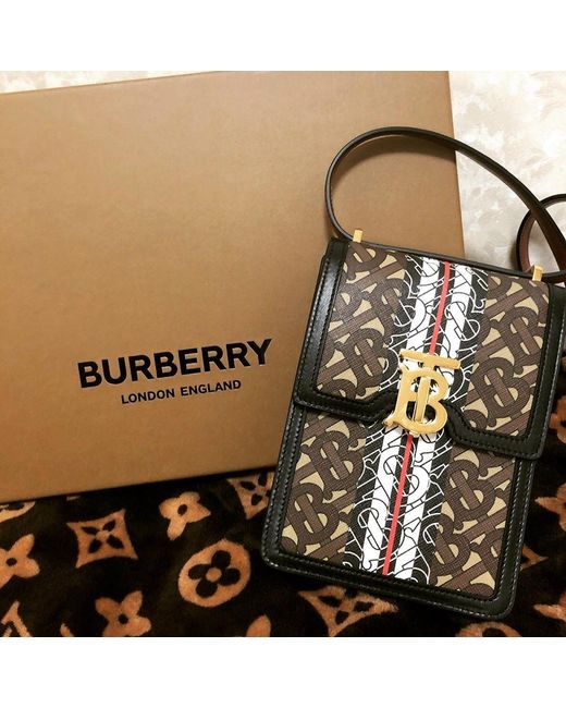 Burberry Black Robin Monogram Stripe Crossbody Bag