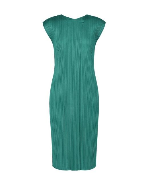 Pleats Please Issey Miyake Green Pleated Dress