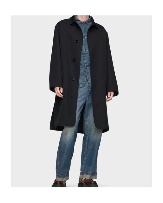 Maison Margiela Blue Straight Hem Buttoned Coat for men