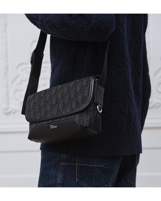 Dior Black Mini Jett Messenger Bag With Flap for men