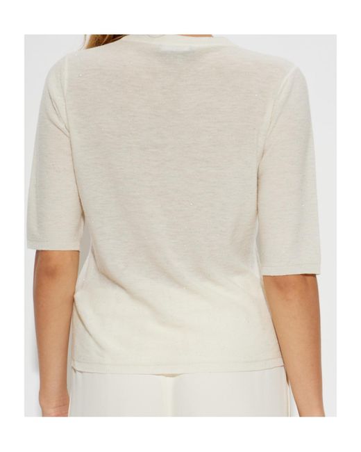 Fabiana Filippi White Short-Sleeved Knit Top