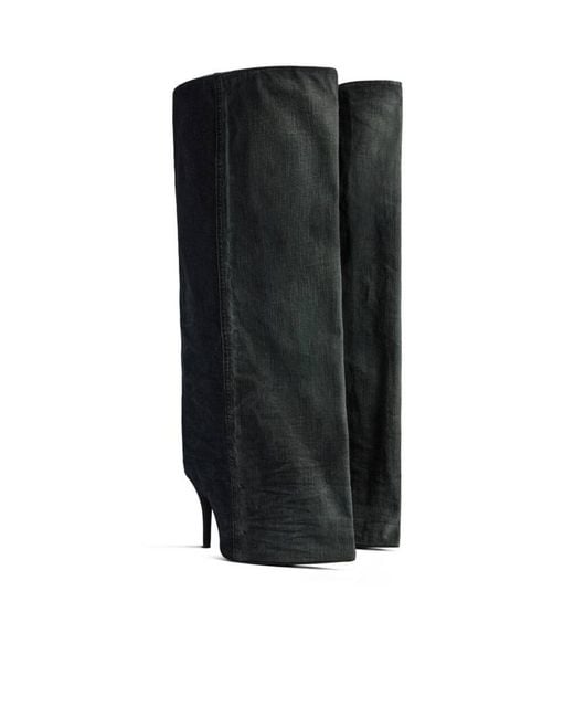 Balenciaga Black New Wader Distressed Boots