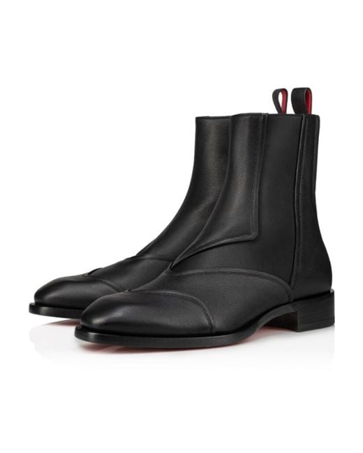 Christian Louboutin Black Boabi Leather Chelsea Boots for men