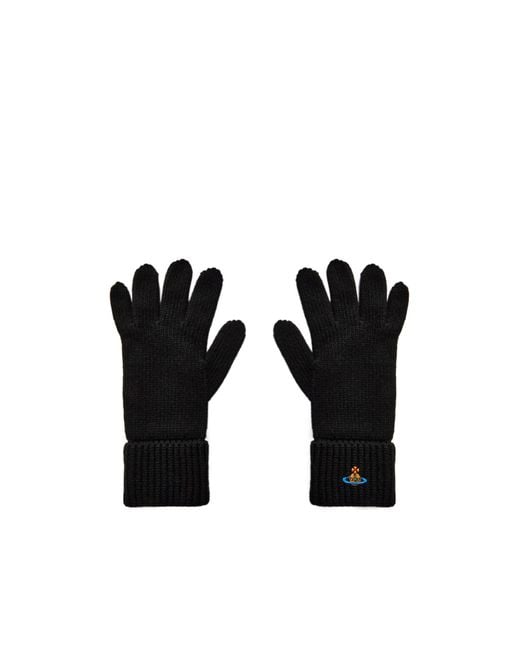 Vivienne Westwood Black Orb Knitted Gloves for men