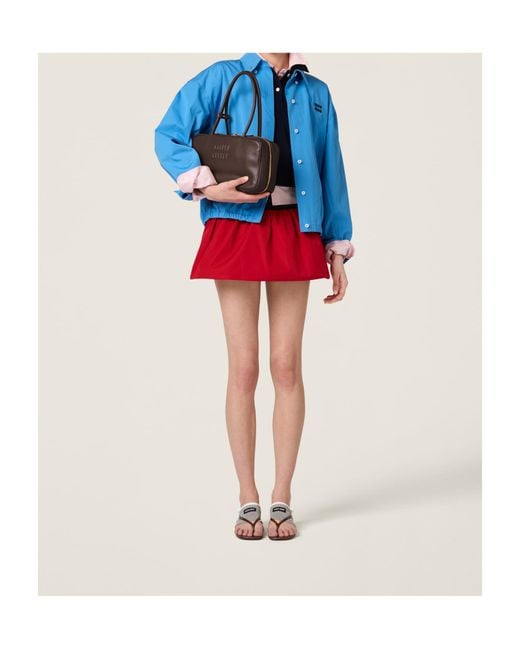 Miu Miu Blue Logo-Embroidered Shirt Jacket