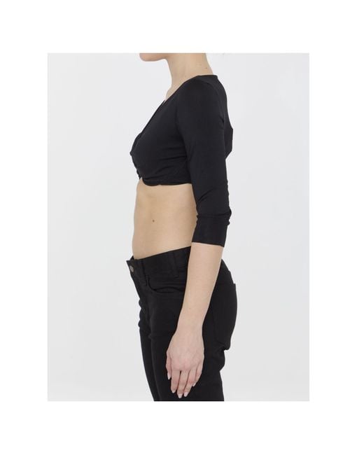 Céline Black Draped Crop Top