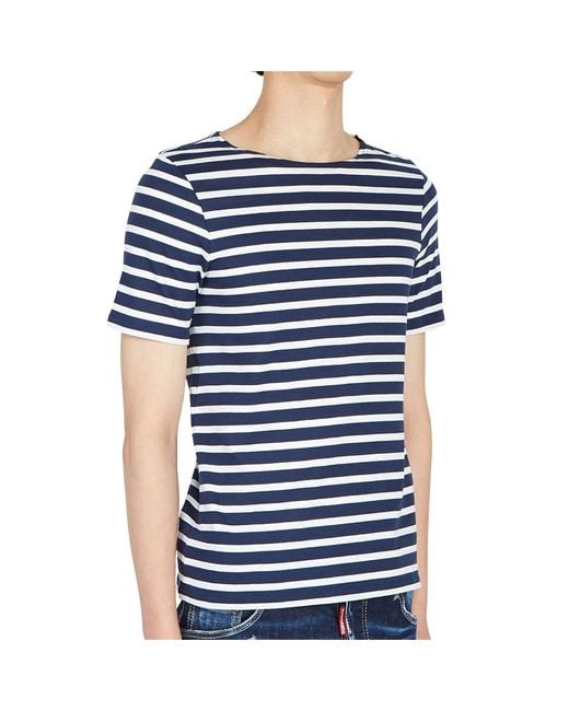 Saint James Blue Striped Short-Sleeved T-Shirt for men