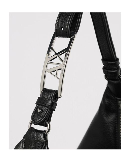 ARMANI EXCHANGE Black Logo-Detail Shoulder Bag