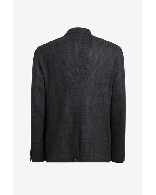 Etro Black Check-Pattern Single-Breasted Blazer for men
