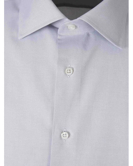 Canali Blue Long Sleeved Curved Hem Shirt for men