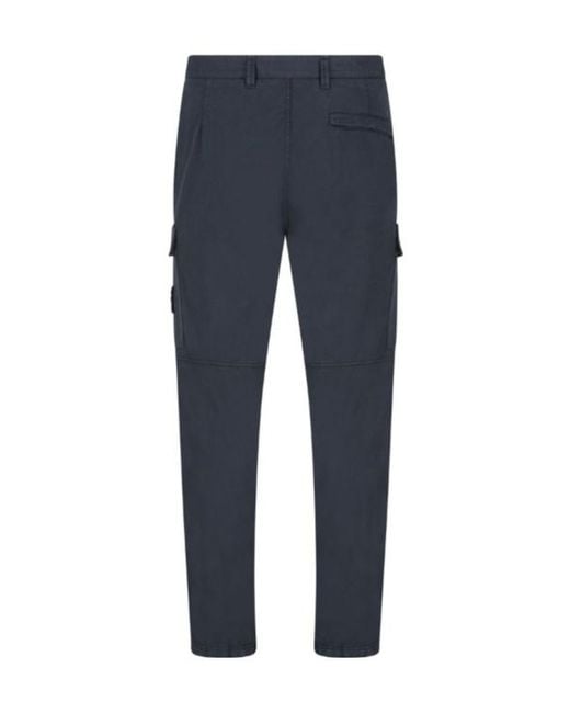 Stone Island Blue Logo Patch Straight-Leg Trousers for men
