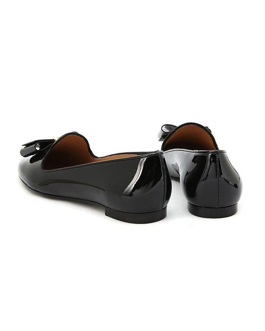 Ferragamo Black Bow-Decorated Flat Shoes