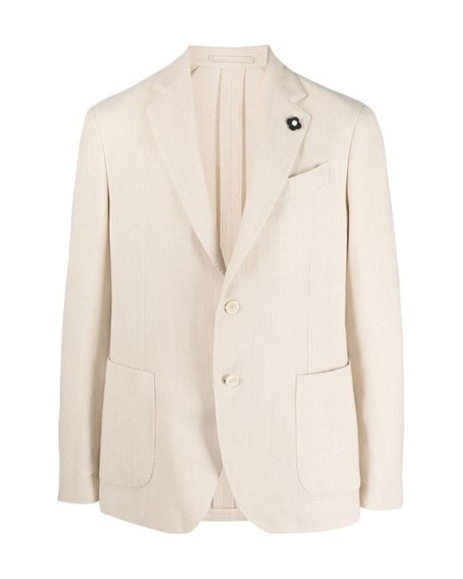 Lardini Natural Single-Breasted Blazer for men