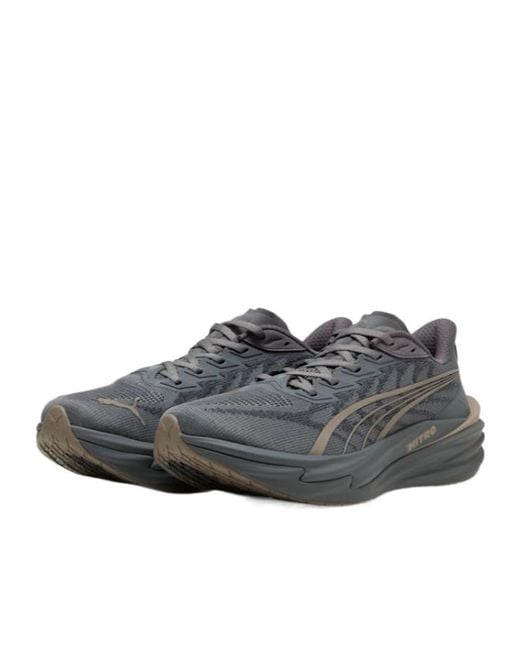 PUMA Gray Deviate Nitro 4 Road Running Shoes for men