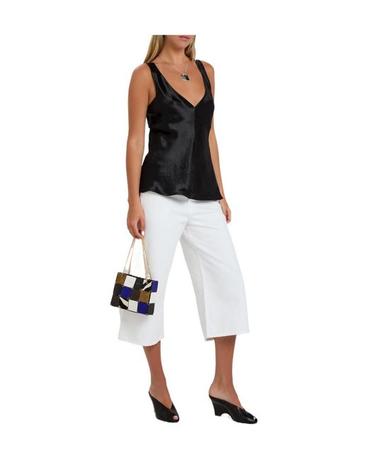 Agolde Black Solid-Colour Satin Top