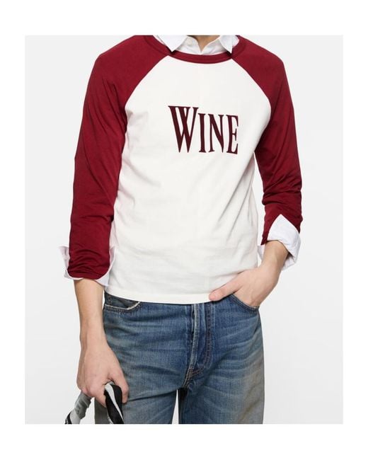 Acne Red Wine Graphic T-Shirt for men