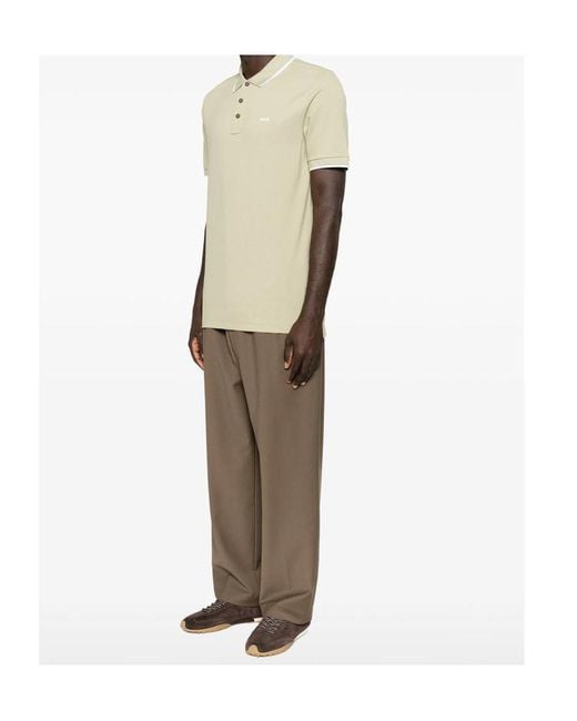 Boss Natural Parlay 190 Logo-Print Tipped Polo Shirt for men