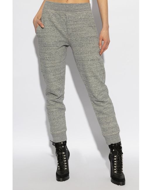 DSquared² Gray Logo Embroidered Elastic Waist Sweatpants