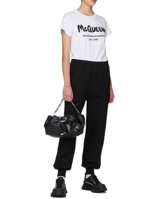 McQueen Black Logo Printed Jersey Joggers