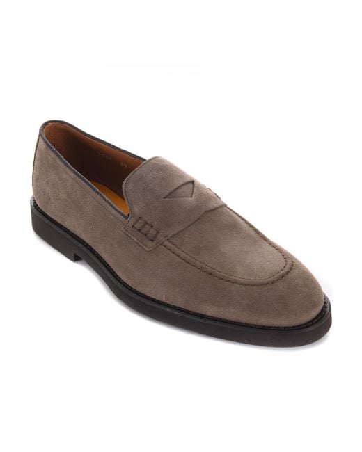 Doucal's Brown Almond-Toe Slip-On Loafers for men
