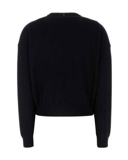 Sportmax Black Polis V-Neck Long-Sleeved Jumper