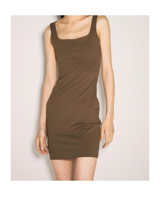 Entire studios Natural Square Neck Mini Dress