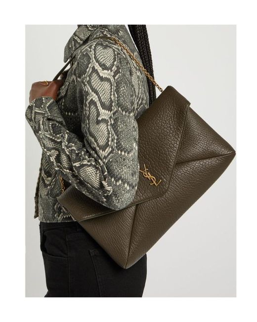 Saint Laurent Metallic Envelope Grained Leather Pouch