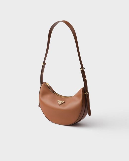 Prada Brown Arqué Small Leather Shoulder Bag