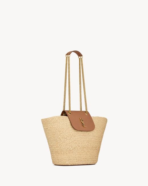 Saint Laurent Natural Manon Logo Plaque Shoulder Bag