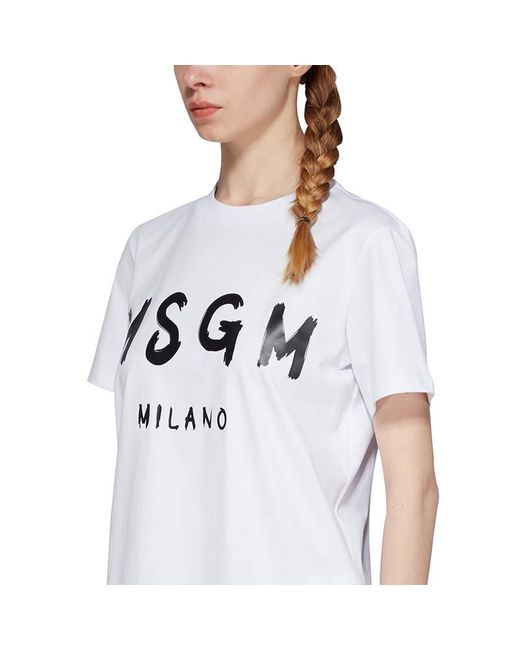 MSGM White Logo Details T-Shirt