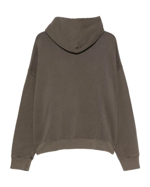 Song For The Mute Gray Embroidered-Logo Pouch-Pocket Hoodie for men