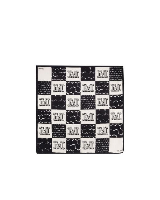 Max Mara Black Printed Silk Scarf