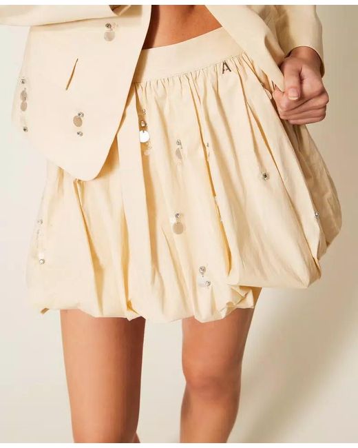 Twinset Natural Sequin-Embellished Skirt